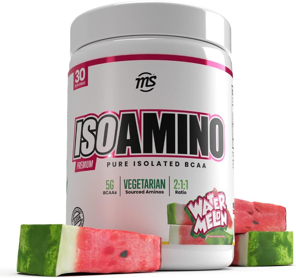 Man Sports ISO Amino - Watermelon Pure Eristynyt BCAA Powder 270 Grams - Kasvisruoka Formula 2:1:1 suhde - Luonnollinen ainesosat - Lean Lihas Building rasvanpoltto täydentää