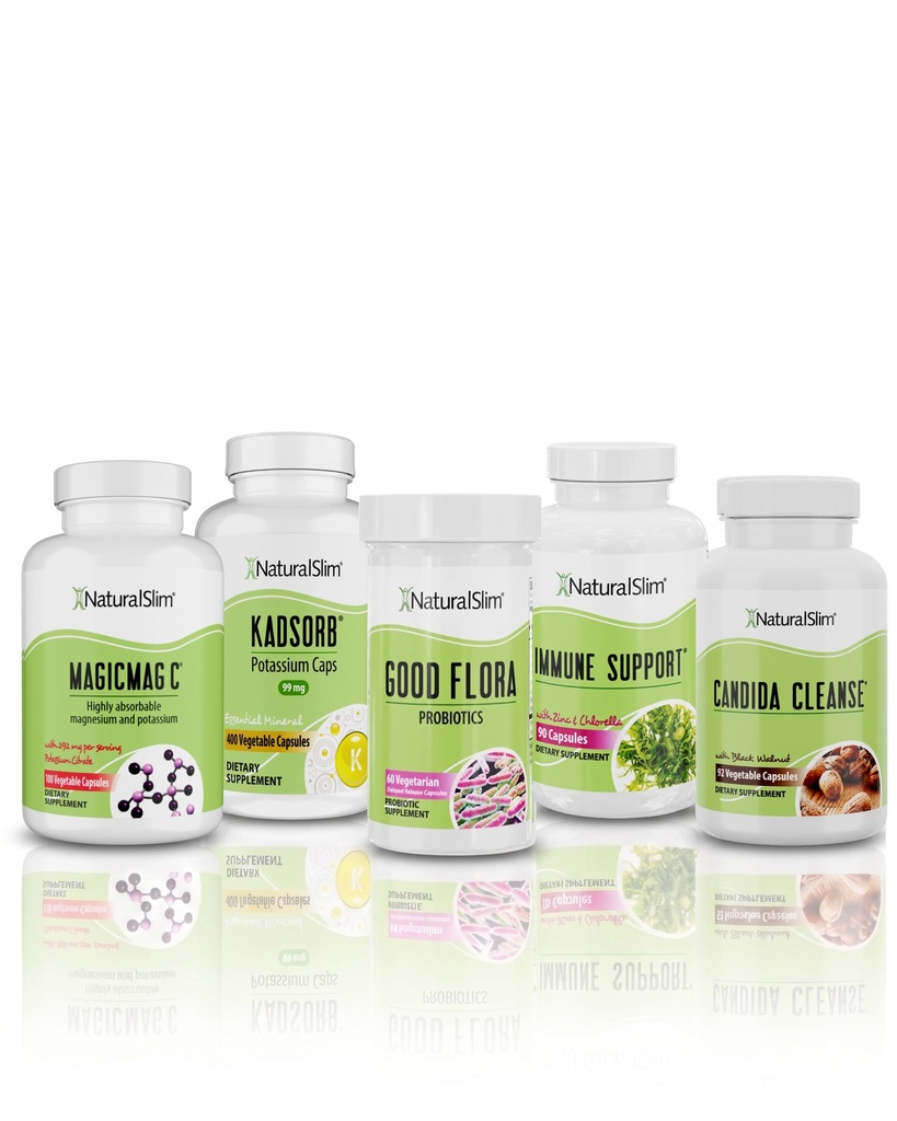 NaturalSlim Superb Bundle Puhdistusaine Candisceptic Kit, MagicMag C ja Kadsorb Lisäravinteet ... Parempi digestio, Immuunijärjestelmän ja munuaisten tuki Vegan, jonka on suunnitellut Frank Suarez