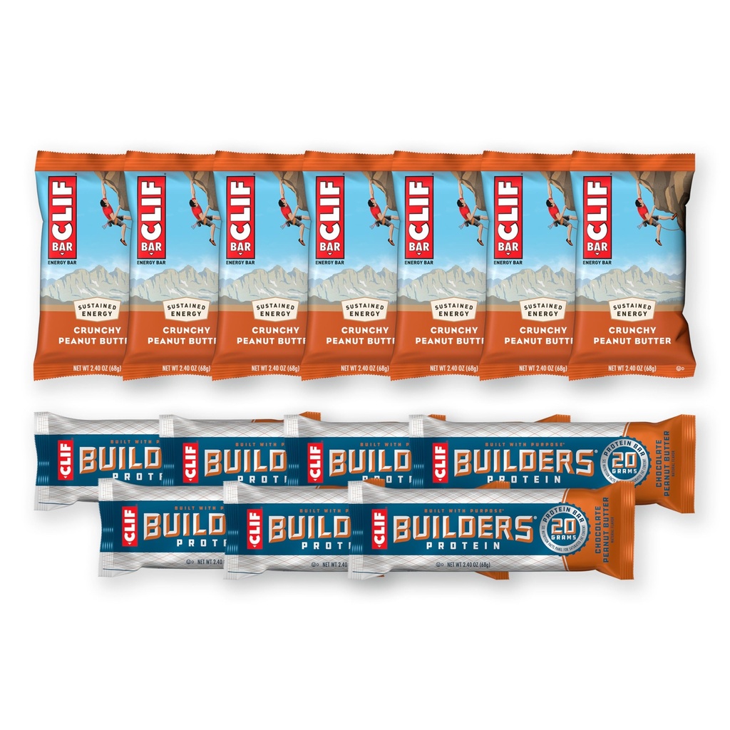 CLIF BAR ja CLIF Builders - Variety Pack - Crunchy Peanut Butter ja Chocolate Peanut Butter - Energy Bars and Protein Bars - non-GMO - Plant Based - 2.4 oz. (14 Count)