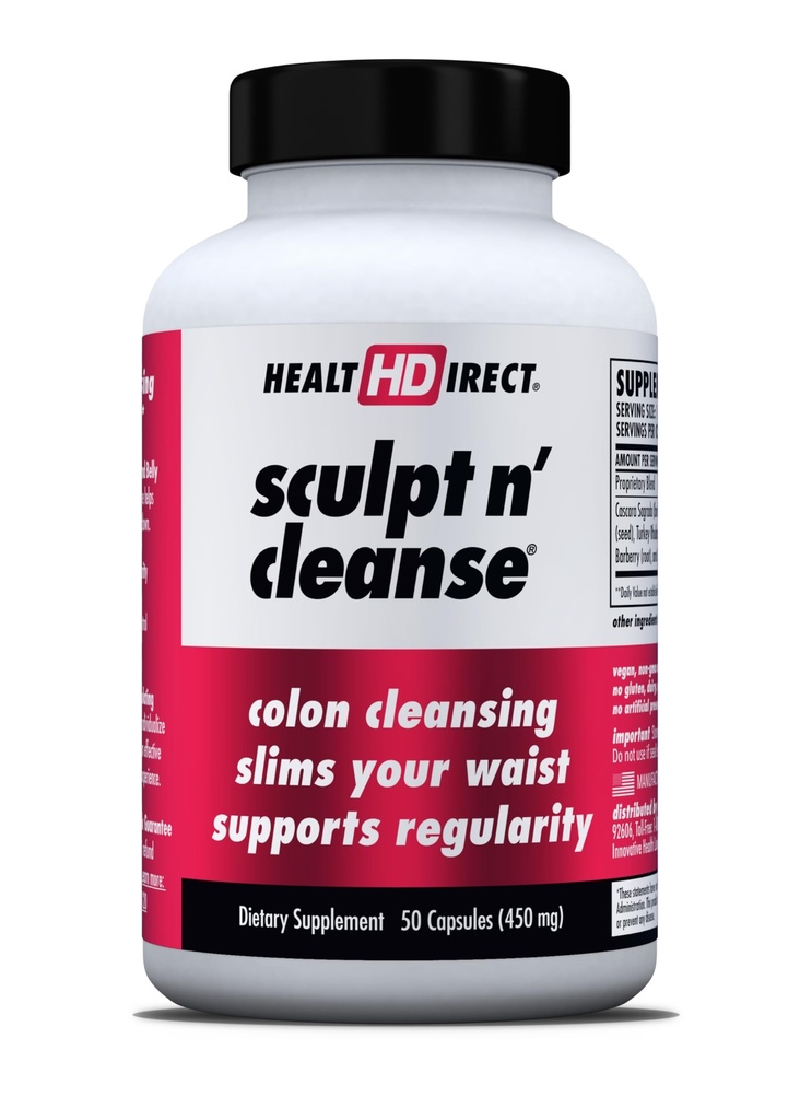 TERVEYS SUORA Sculpt n' Cleanse - Herbal Colon Cleanse for Dgestive Health & Regularity - Natural Detox & Gut Flush täydennysosa - 50 kasviskapselit