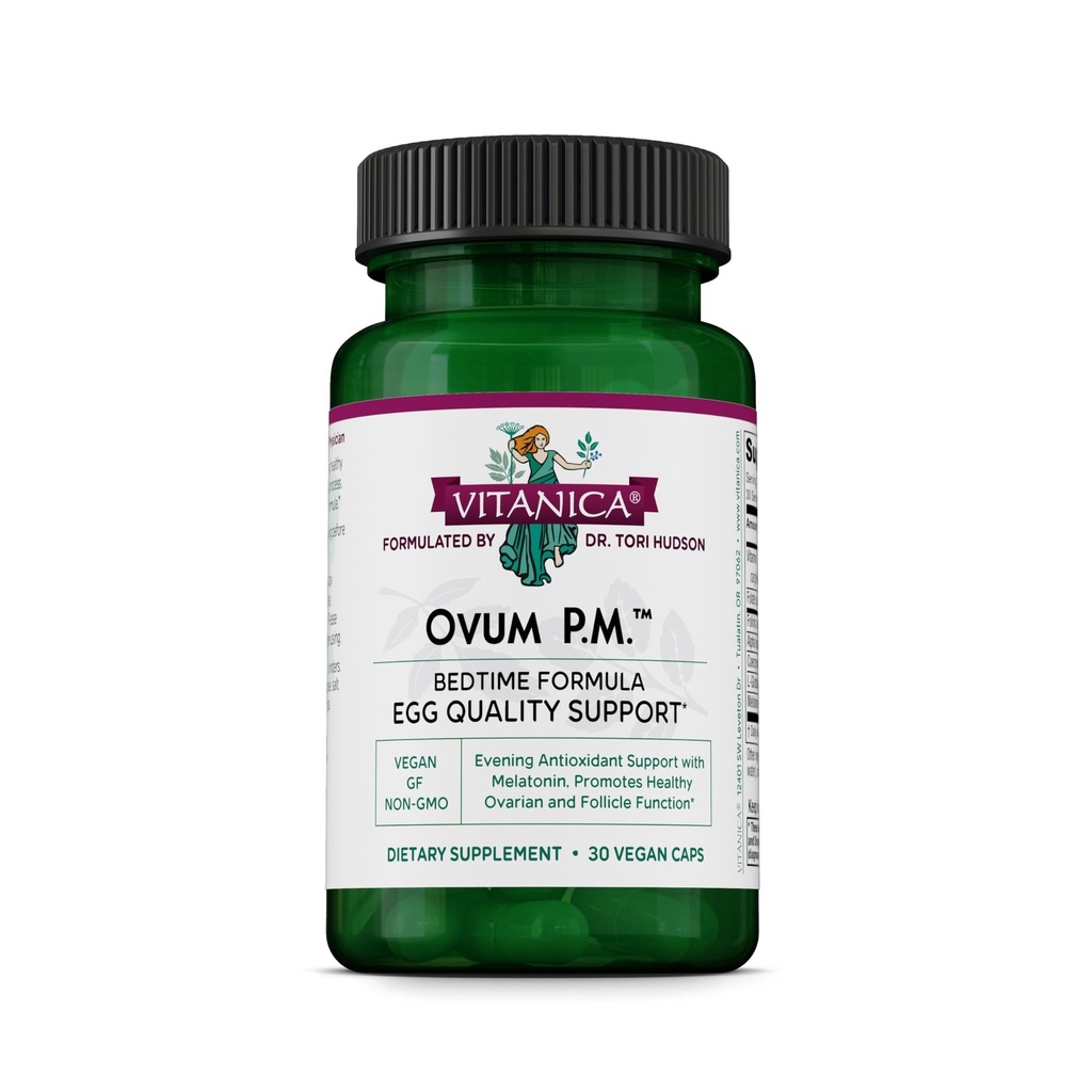 Vitanica Ovum P.M. - Munanlaatu Tuki D3-vitamiinilla, Alpha Lipoic Acid & Melatoniinilla - Toimii parhaiten Ovum A.M. - Kasviperäisten ruokavalio täydentää naisten terveyttä - Lady - 30 Vegan Caps