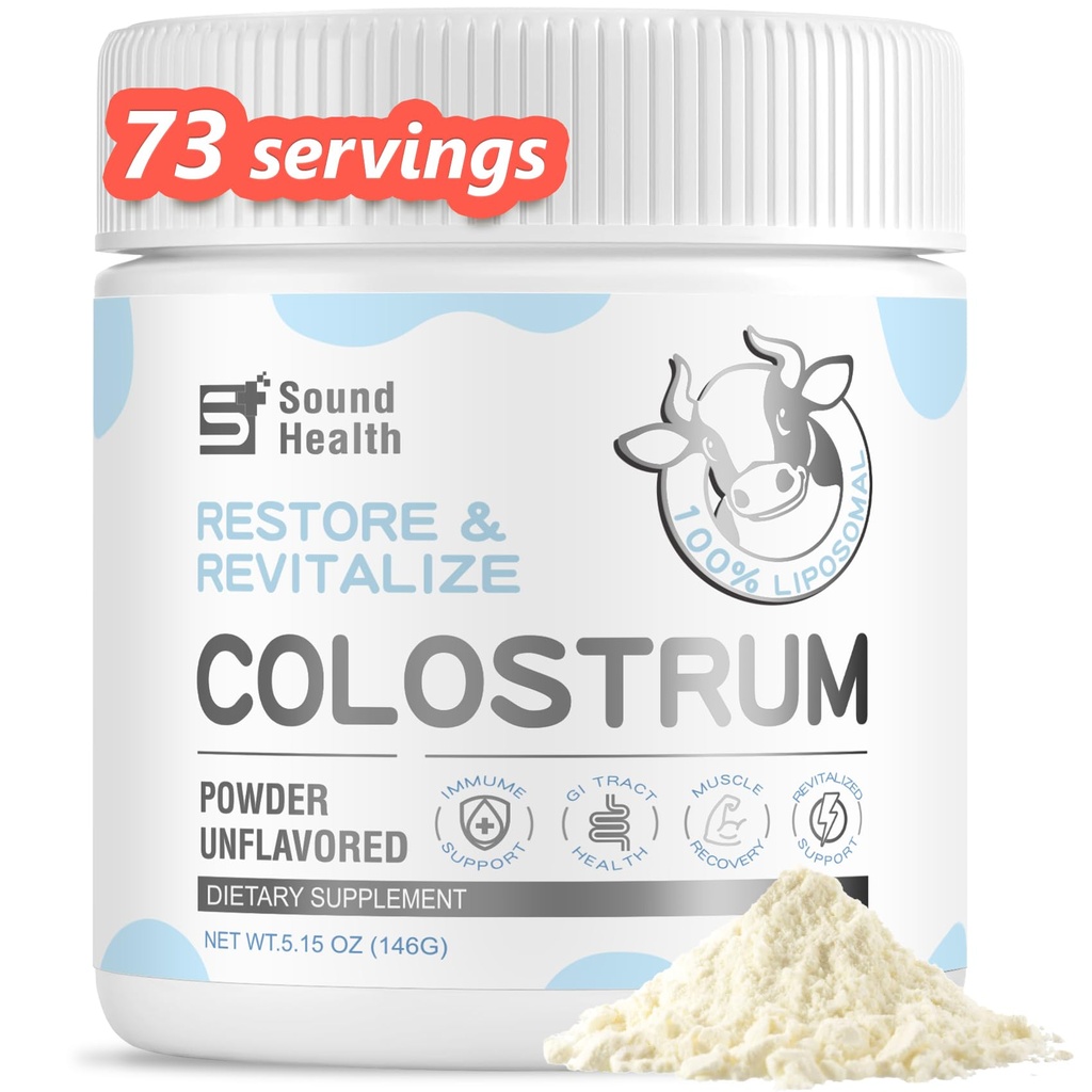 Colostrum Supplement Powder for Humans - Organic Naudan Colostrum täydentää Gut Health, hiusten kasvua, kauneutta ja immuuni-tuki - makuamaton (73 Servings)