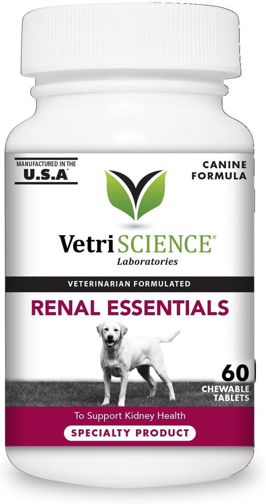 VetriScience Munuaisten terveys Purutabletteja, Munuaisten Essentials täydentää koirille, virtsateiden ja munuaisten tuki sieni, Astragalus juuri, nokkonen siemenet ja yrtit, savu, 60