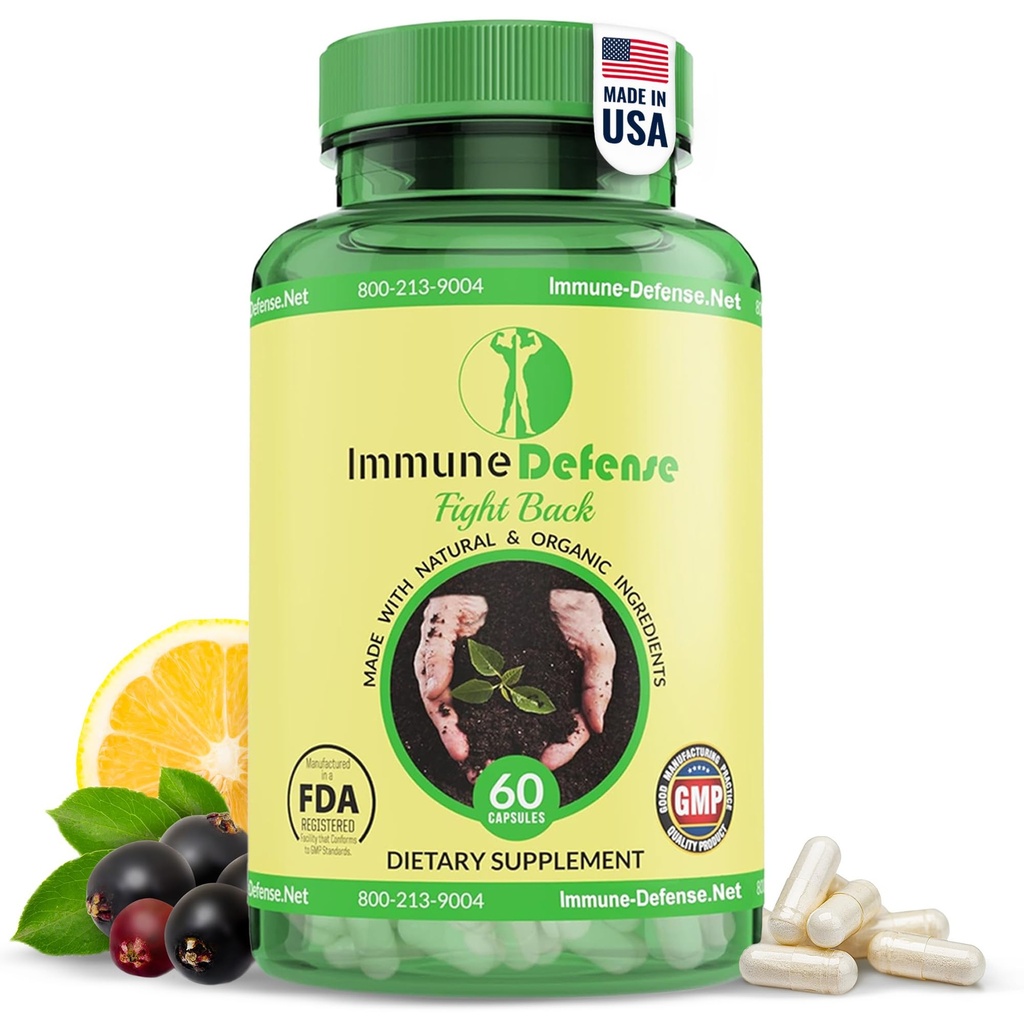 Immunosupport Supplement - Luonnollinen ja orgaaninen immuuni Boosters aikuisille - Immuniteetti tuki C-vitamiinia ja D-vitamiinia, valkosipulia, inkivääri, sitruunaa, Elderberry, Selenium & Sinkki - 60 kapselia