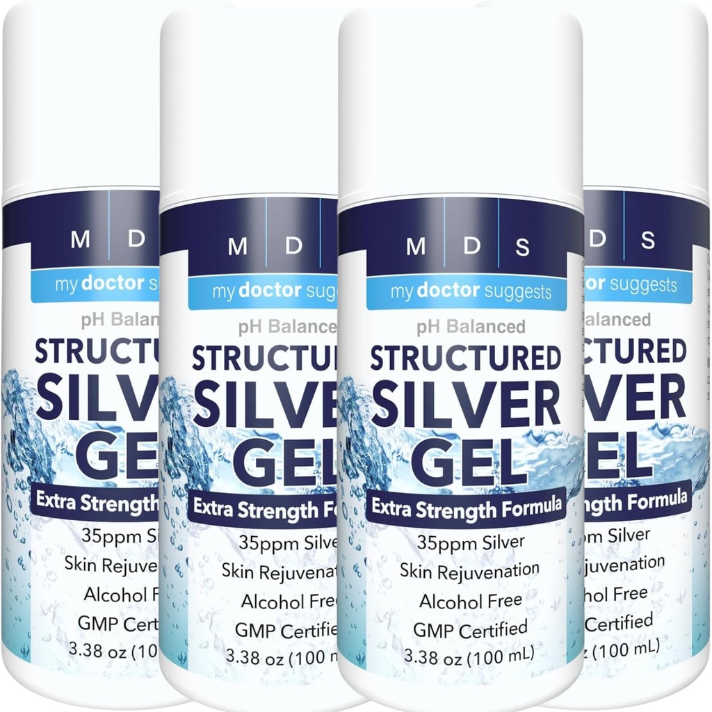 Kolloidinen Silver Gel Extra Strength - 35ppm Aktivoitu Kolloidinen Hopeageeli maksimitehoa varten - valmistettu Yhdysvalloissa - jäsennelty Formula Kätevä 4 pakkaus