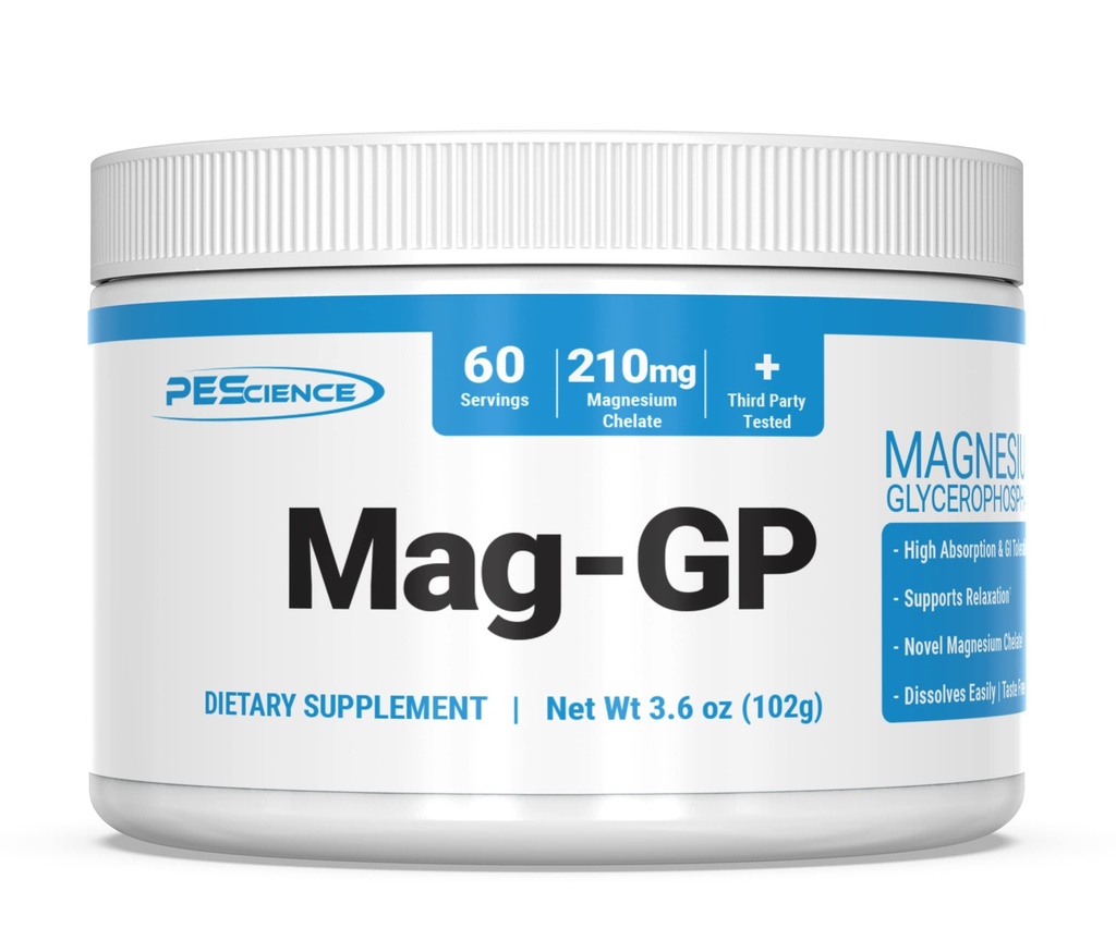 PEScience Mag-GP, Magnesium Glycerophosphate Chelate Powder, 60 portioner, hög absorption, förbättrad sömn, lugnande, stressavlastning och krampstöd för män och kvinnor