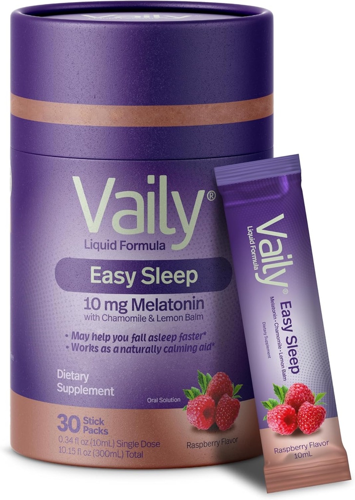 Vaily Liquid Melatoniini 10mg, sitruunan balm Extract Parannettu uni syklit - Vadelma maustettu unilisät, unilääke nestemäinen aikuisille - kamomilla uute Natural Sleep & Rentoutuminen Apua - 30 annosta