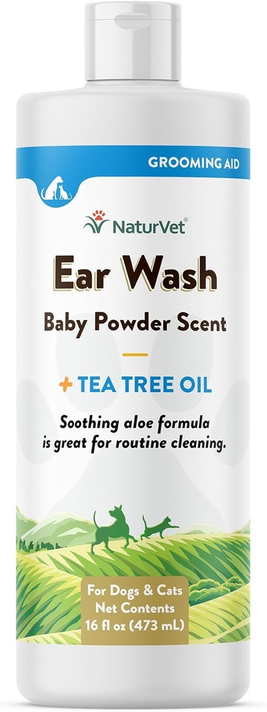 NaturVet Korvanpesu Nestemäinen täydennysosa koirille ja kissoille Lemmikkieläinten terveys täydentää Puhdistaa koiran, kissan korvan kanavat . Sisältää Aloe, Tea Tree Oil ... auttaa poistamaan lemmikki Korvavahaa, Dirt, Debris 16 Oz.