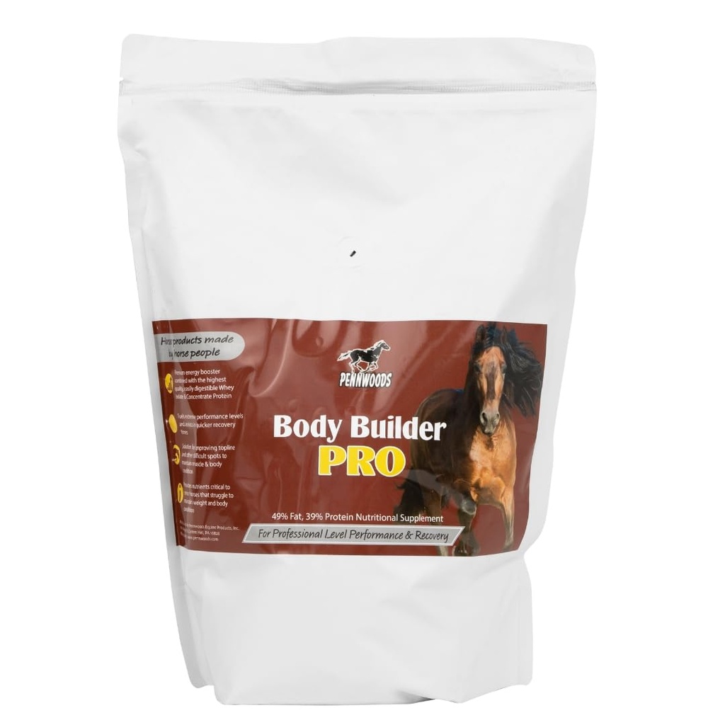 Pennwoods Body Builder Pro, Horse Weight Gain Supplement, Premium High Fat Energy Booster, med Whey Isolate och Concentrate Protein, 4lb Bag