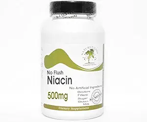 No Flush Niacin 500mg ~ 200 kapslar - Inga tillsatser - Naturtitionstillägg