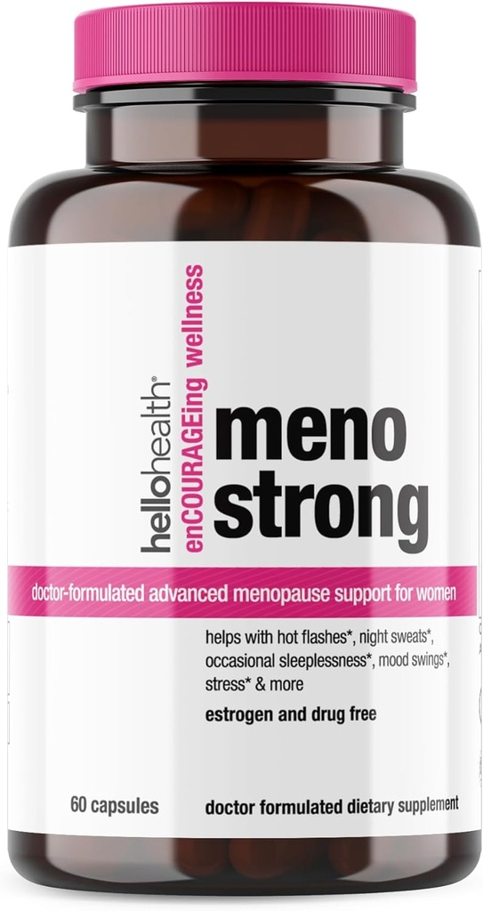 Vaihdevuodet lisäravinteet naisille Meno Vahva perimenopaussi täydentää yöhiet lievittää, Unettomuus, Mieliala Swings, Luonnollinen Hormone Balance, Stressi, Hot Flass Menopause Relief - 60 kapselia
