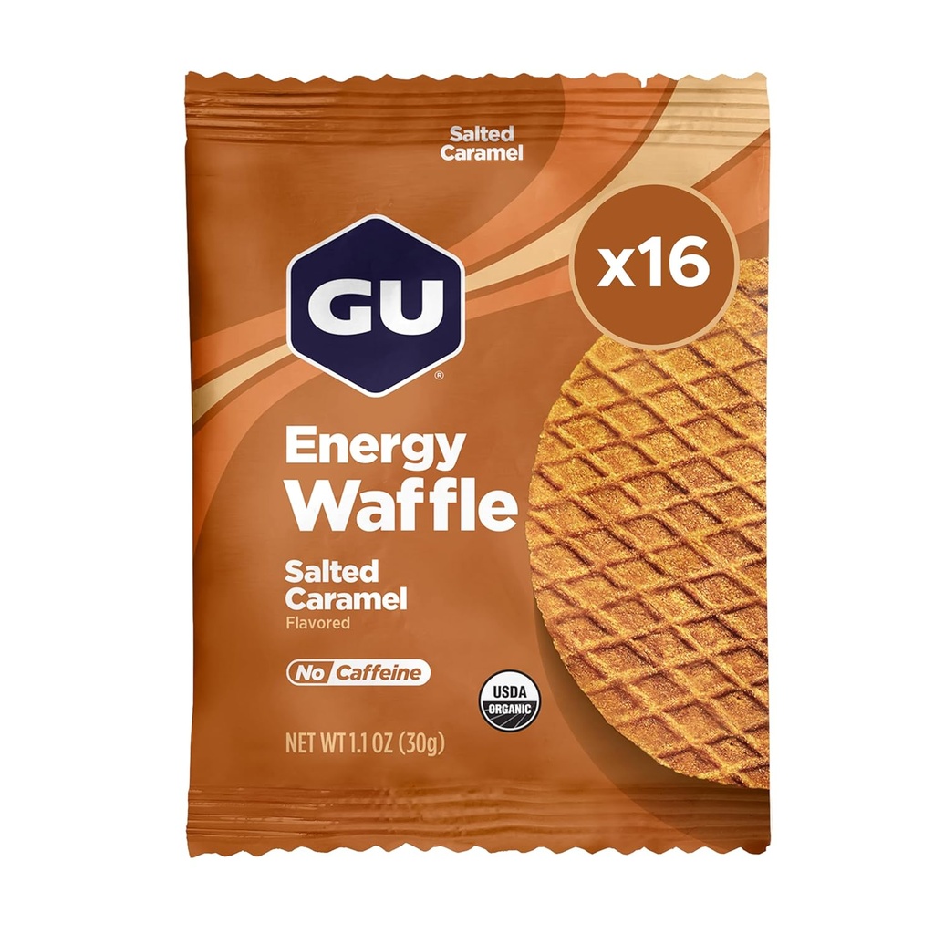 GU Energy Stroopwafel Salty's Caramel Sports Nutrition Vohveli, kofeiiniton, ja Kosher meijeri, On-the-Go Energy mihinkään workout, 16 Count