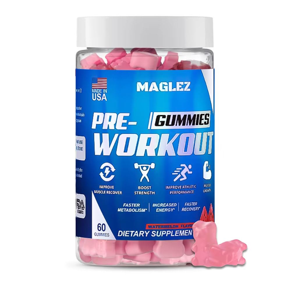 Pre Workout Gummies for Men & Women, PreWorkout Gummy med Beta Alanine | Organisk koffein | Chromium Picolinate | Glutenfri, Vegan, ökad energi, snabbare ämnesomsättning och återhämtning (60 gummy)
