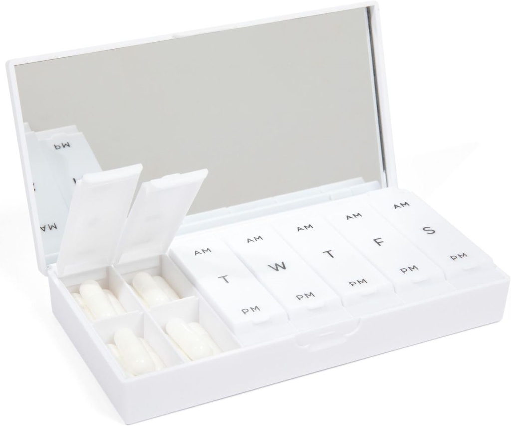 PORT X POLIISI Suunnittelija Viikoittain pillerilaatikko Järjestäjä (AM/PM 2X Päivittäin, Crisp White) ... Kompakti, tyylikäs 7-päivä vitamiini täydentää tapauksessa...