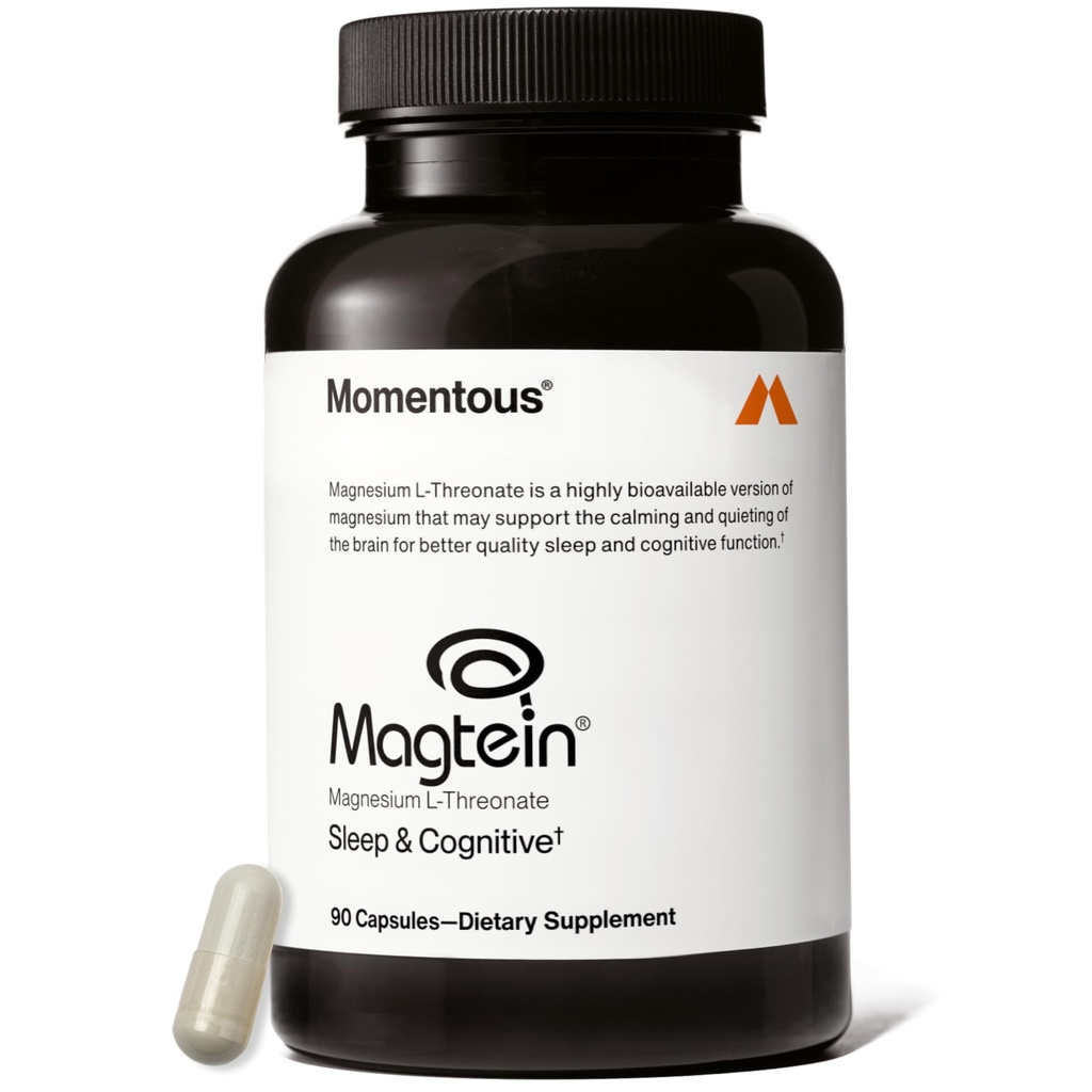 Momentous Magtein Magnesium L-treonate - Brain & Rest Support Supplement - Boosts Cognitive Function & Sleep Quality - NSF Sertifioitu Sport -145 mg - 30 Tarjoilut