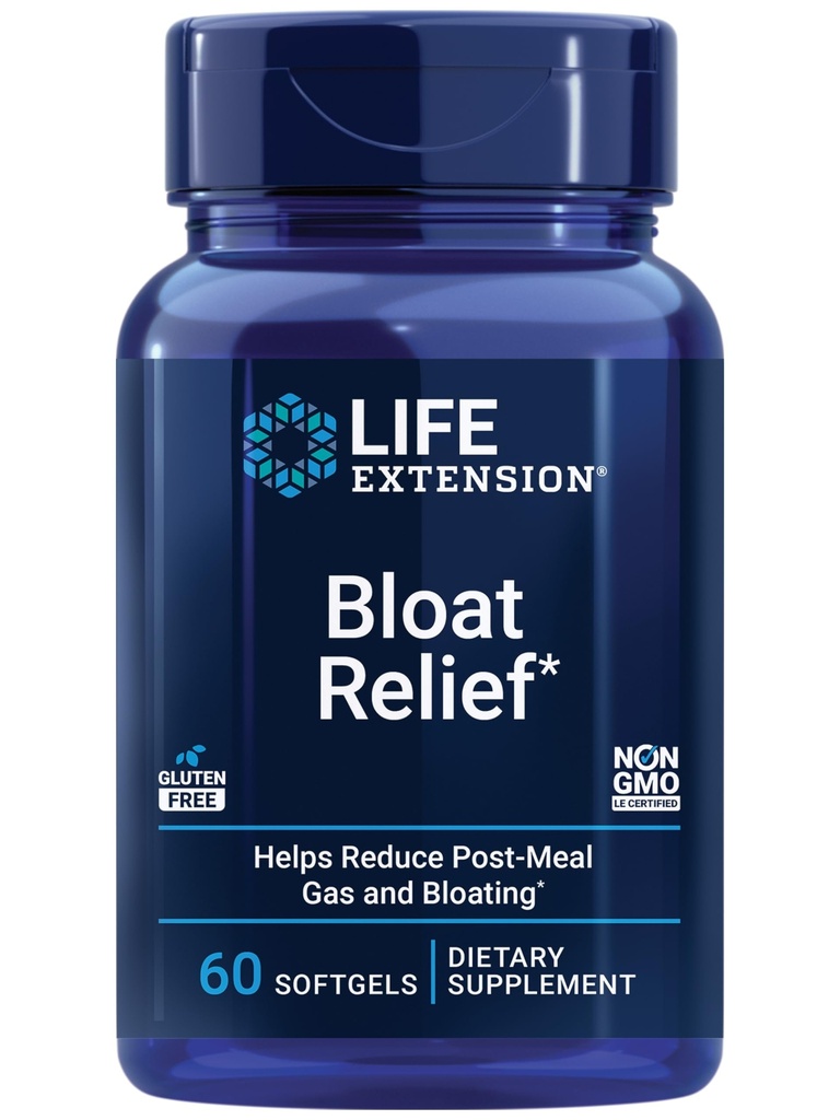 Life Extension Bloat Relief, Artichoke, Ginger, Fennel och gurkmeja för Digestive Health, stöder uppblåst lindring och främjar Digestive Comfort, Gluten Free, Non-GMO, 60 softgels