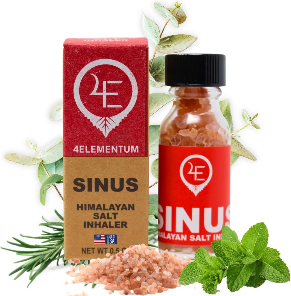 4Elementum Sinus Himalajan suola-inhalaattori - infusoitu luonnon Eukalyptus, Piparminttu ja Rosemary - tukee helpotusta allergies, kylmät, ja ruuhkautuminen