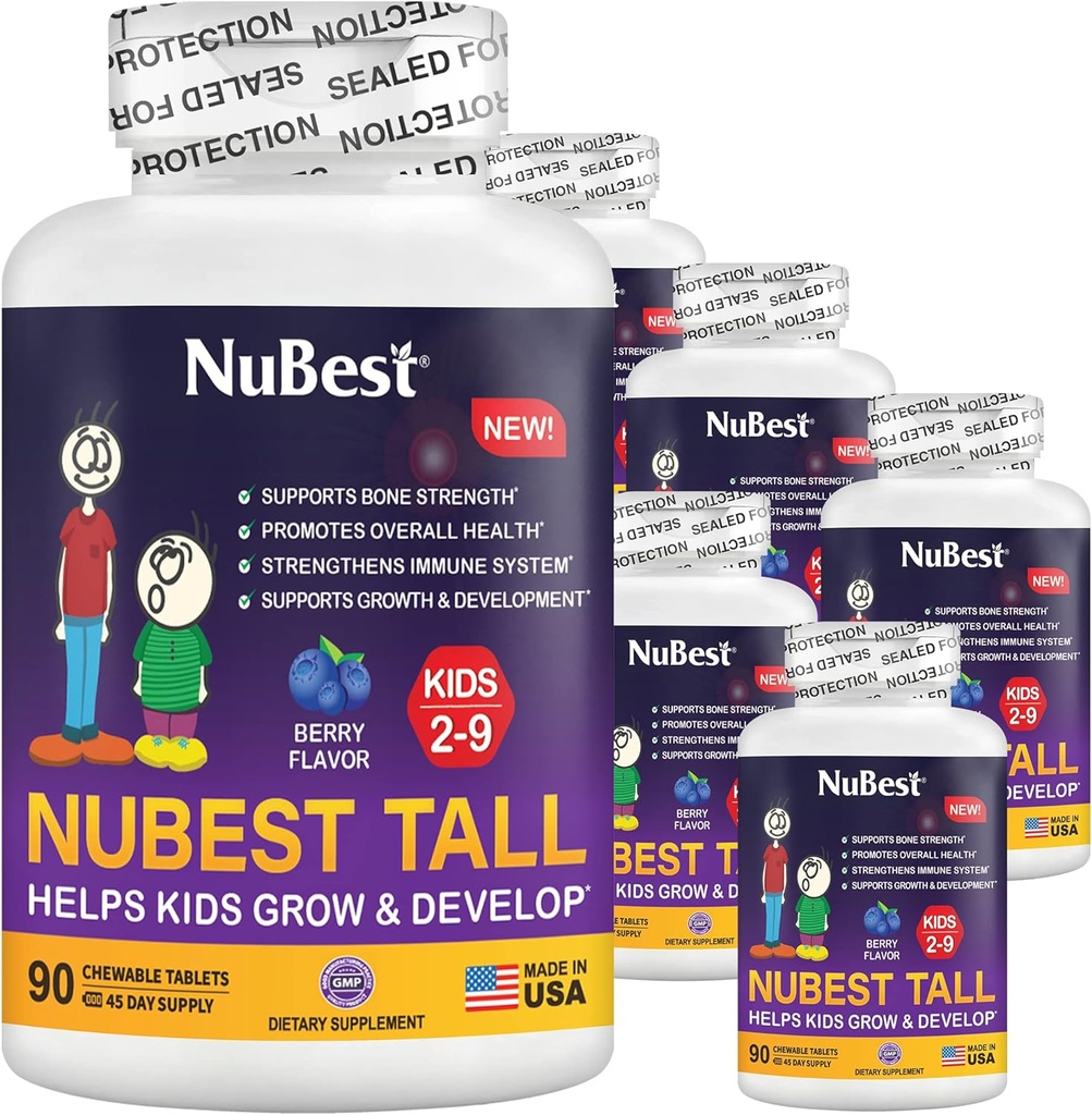 NuBest Tall Kids - Småbarn Vitaminer och Barn Vitaminer för Ålder 2 till 9 - Stöd Ben Styrka, Övergripande Hälsa och immunitet - Djurformar - 540 Tabletter Tabletter Tabletter
