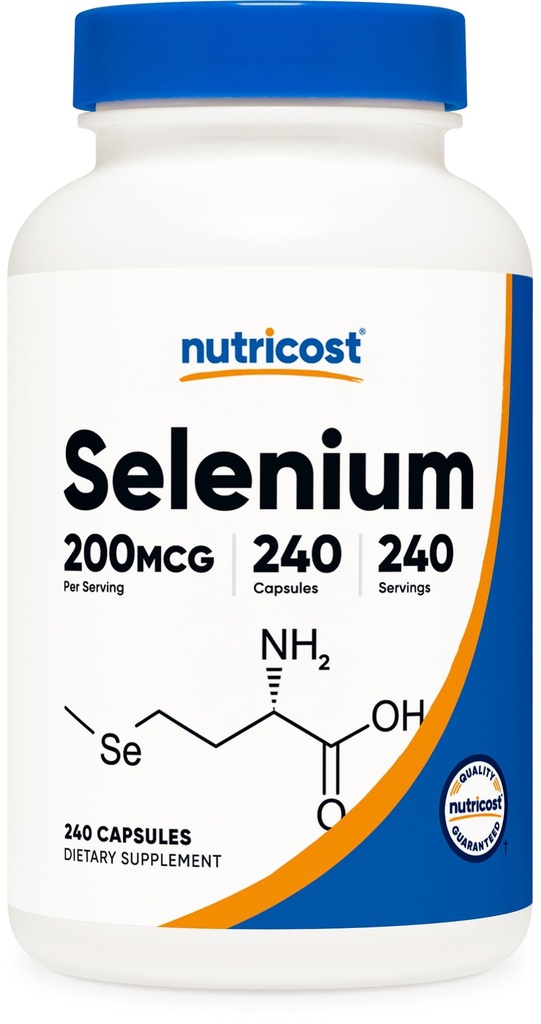 Nutricost Selenium 200mcg, 240 Kasvissyöjäkapselia, ei-muuntogeenisiä organismeja, gluteeniton L-selenometioniini