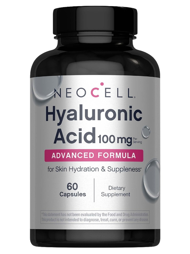 NeoCell Hyaluronic Acid Kapselit, Essential Voiteluaine, Tukee Kudos Hydraation, Gluteeniton, 60 Count, 1 pullo