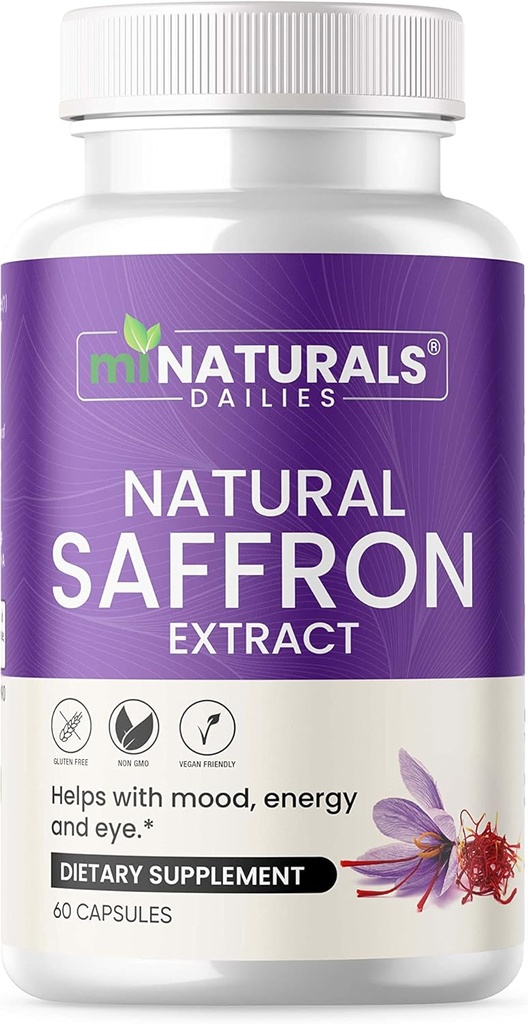 Natur Saffron Supplements - Rena Premium Extract Capsules - Mood Support - Eye Support - Energi - Tillverkad i USA - 88,50 mg - 60 Pills - Optimerad - Pastillas de Azafran
