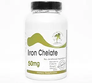 Rauta Chelate 50mg ~ 100 kapselia - Ei lisäaineita ~ Naturetition lisäravinteet
