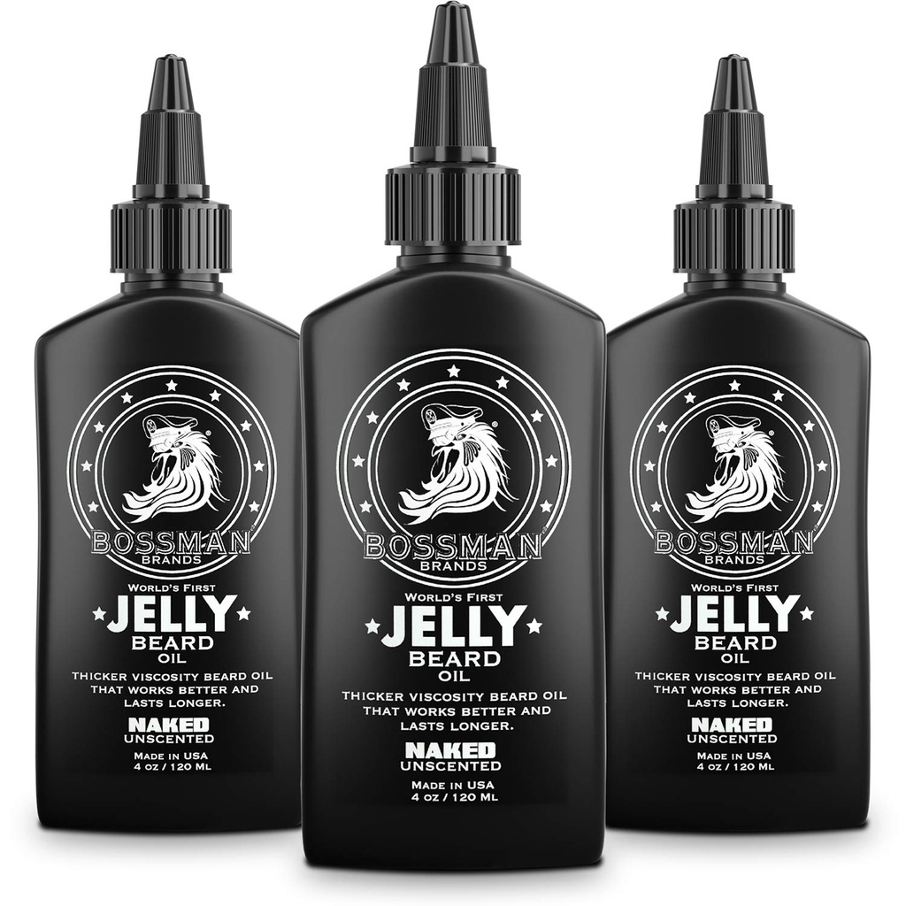 Bossman Jelly Beard Oil for Men - 3 pakkausta (12 oz yhteensä, alasti - tuoksumaton) ...