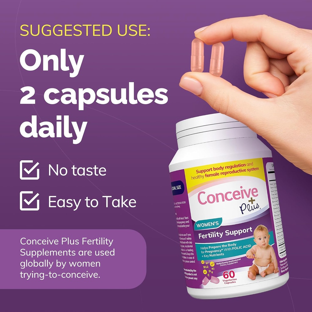 CONCEIVE PLUS Hedelmällisyys lisäravinteet naisille ja miehille 30 päivän tarjonta Hedelmällisyys Tuki Bundle ... Premium Hedelmällisyys vitamiinit miehille ja naisille Käsitys 2 x 60 pehmeät kapselit