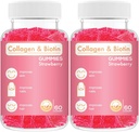 Collagen Biotin Gummies - Tukee hiuksia, ihoa ja kynsiä Hiusten kasvua Anti ikääntyminen Hoito Purut Gummy Vitamiinit, Vegaani, ei-GMO, Gluteeniton, Liivate Mansikka maku 120 kreivi, vaaleanpunainen