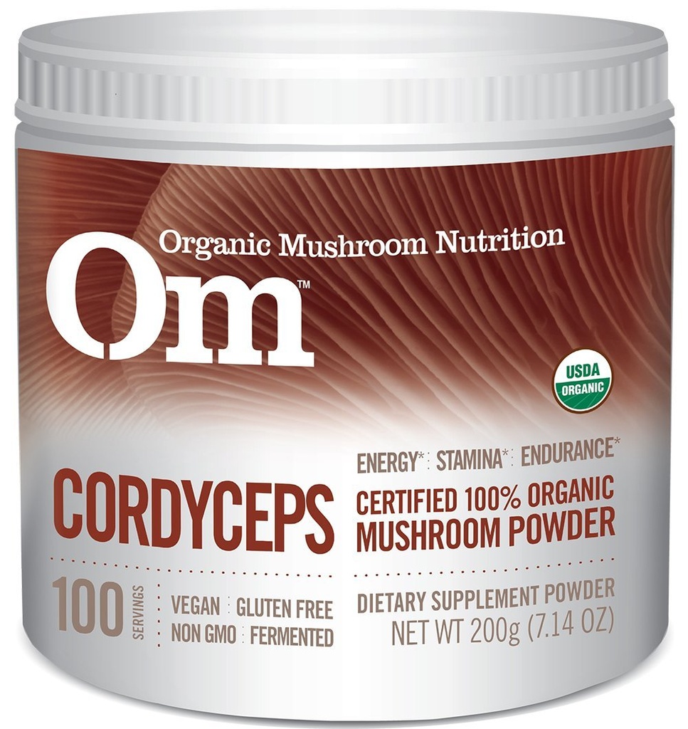 Om Organic Mushroom Superfood Powder, Cordyceps, 100 tarjoilua, energia ja kestävyys tuki täydentää, 7.05 Ounce (paketti 1)