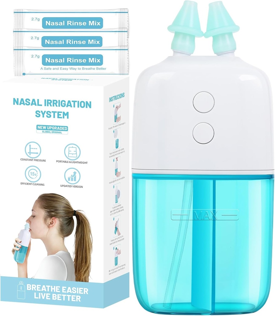 Nenän kastelujärjestelmä 30 Saline Packets ... Kaksoisnopeus ja Auto Jätteiden kerääminen ... Kannettava ja matkaystävällinen Nasal Irrigator ...