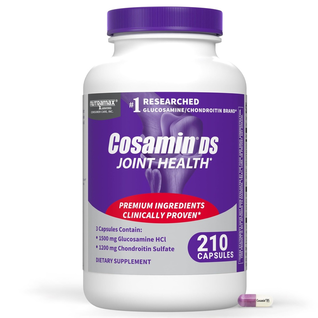 Nutramax Cosamin® DS Joint Health Supplement med Glucosamine & Chondroitin för Mäns & Kvinnors gemensamma hälsa, 210 kapslar