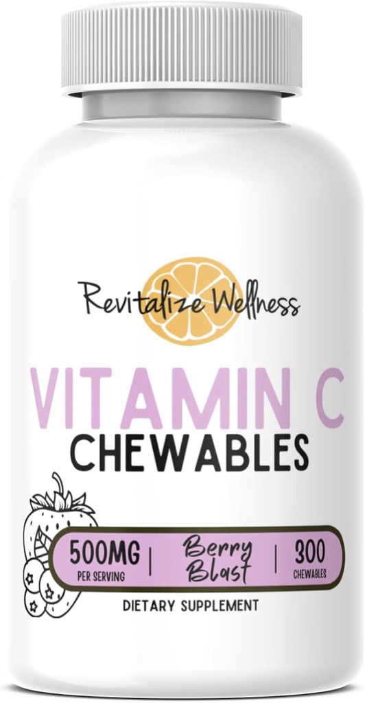 Vitamin C Chewables | 500 mg Vitamin C som askorbinsyra per portion | Berry Blast smak | 60 portioner