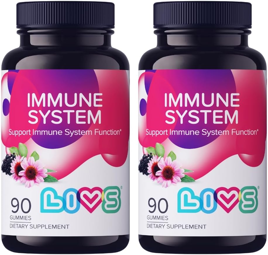 LIVS Immunomy System Elderberry Gummies for Aikuinen & Lasten Advanced Immuuni Tuki täydentää C-vitamiinia, Echinacea, & Propolis ...