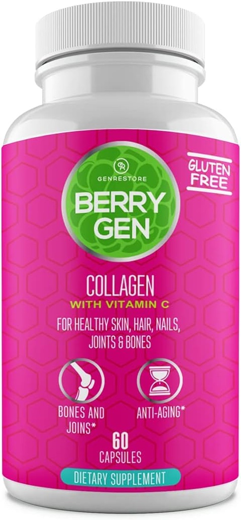 Collagen Peptides täydentää C-vitamiinia, biotiinia ja hyaluronihappoa - 60 kapselia - Natural Formula - Tukee nivelet, hiukset, iho, ja kynnet - Valmistettu Yhdysvalloissa