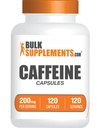 BulkSuplements.com Kofeiini 200 mg kapselit - Kofeiini täydentää, kofeiini pillereitä 200 mg - energiatuki, 1 kofeiini kapseli per tarjoilu, 120 kapselia (paketti 1)