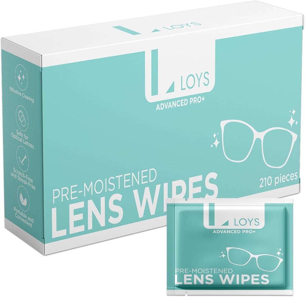 Lens rengöringsledningar för glasögon, glasögon renare, förfuktad individuellt insvept Sracth Free Streak Free Cleaner Wipes för Labtop, solglasögon, kamera,glasögon av Loys Advanced Pro, 210 grejer