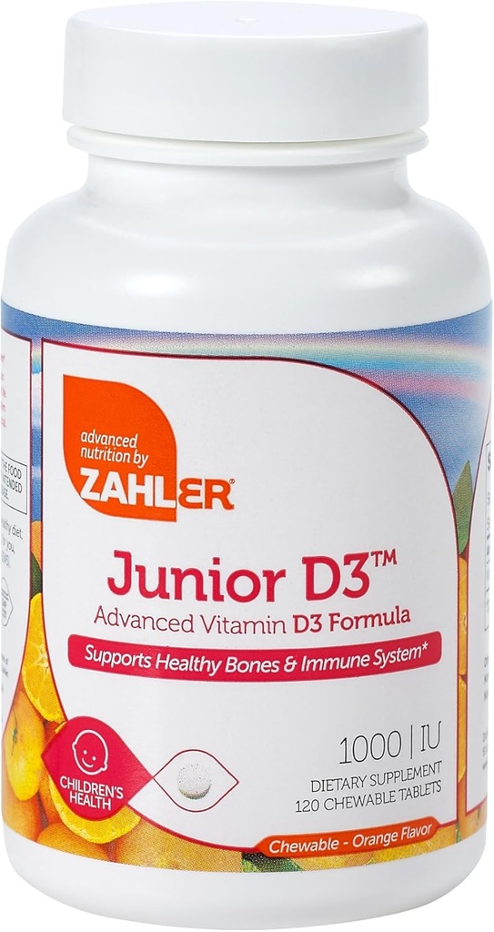 Zahler Junior D3 Chewable 1000IU, Kids Vitamin D, Great Tasting Chewable Vitamin D för barn, Optimal Vitamin D3 1000 IE för barn, Certified Kosher, 240 Chewable Tablets
