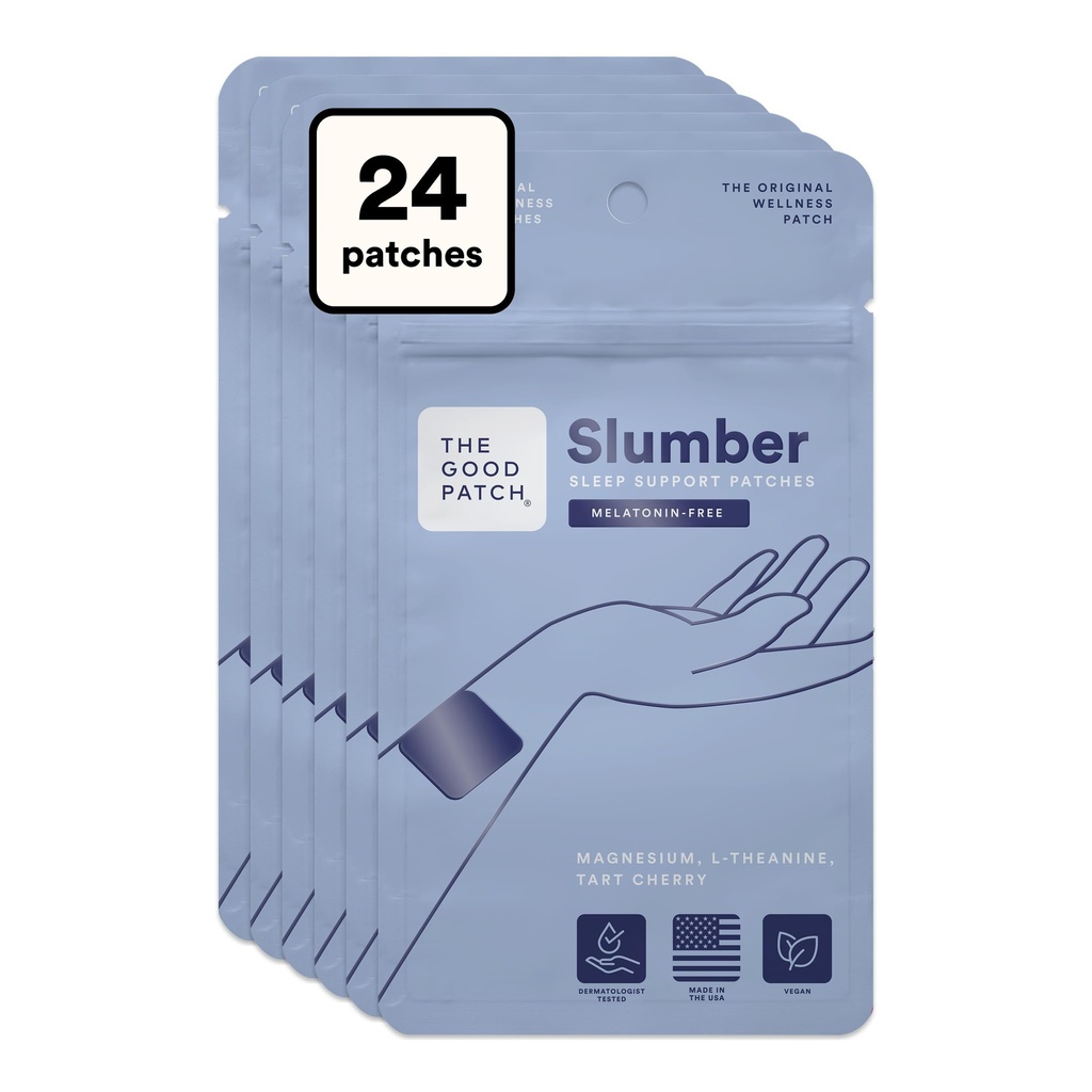 Good Patch Sleep Patch Support, Melatoniiniton, Pitkäaikainen julkaisu, Natural Patch L-Theanine, Magnesium, Tart Cherry Extract, Plant Powered Wellness (24 Yhteensä Patchs)
