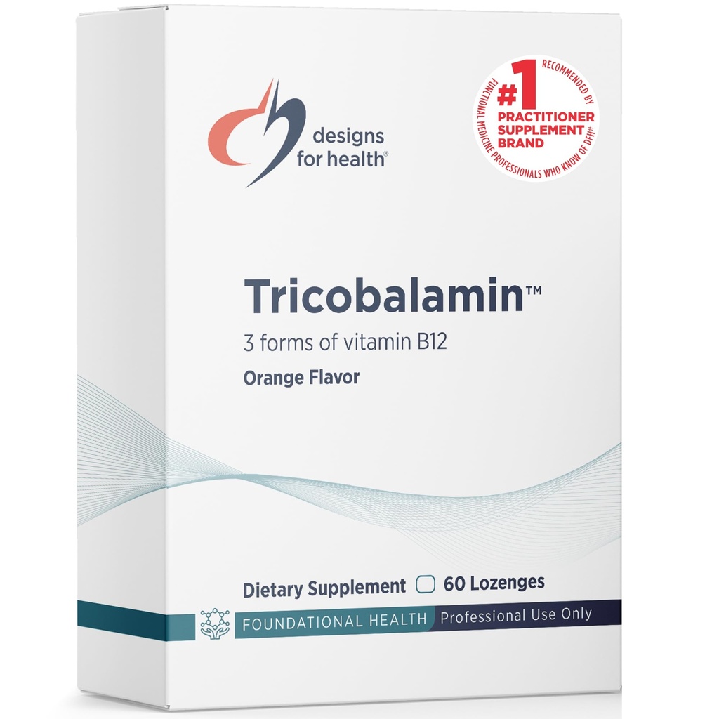 Designs for Health B12 Tricobalamin Lozenges - 3000mcg Triple B12 Quick Liuottaa tabletit Methylcobalamin, Adenosylcobalamin + Hydraxocobalamin - Natural Orange Flavor (60 Lozenges)