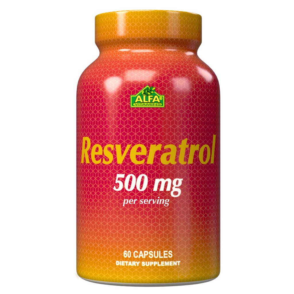 Resveratrol 1000 mg av alfa vitaminer - Kraftfull antioxidant, hjälper till att förhindra cellskador - Stöder hjärnfunktion, kardiovaskulär hälsa, metabolism, anti-aging effekter - 60 kapslar