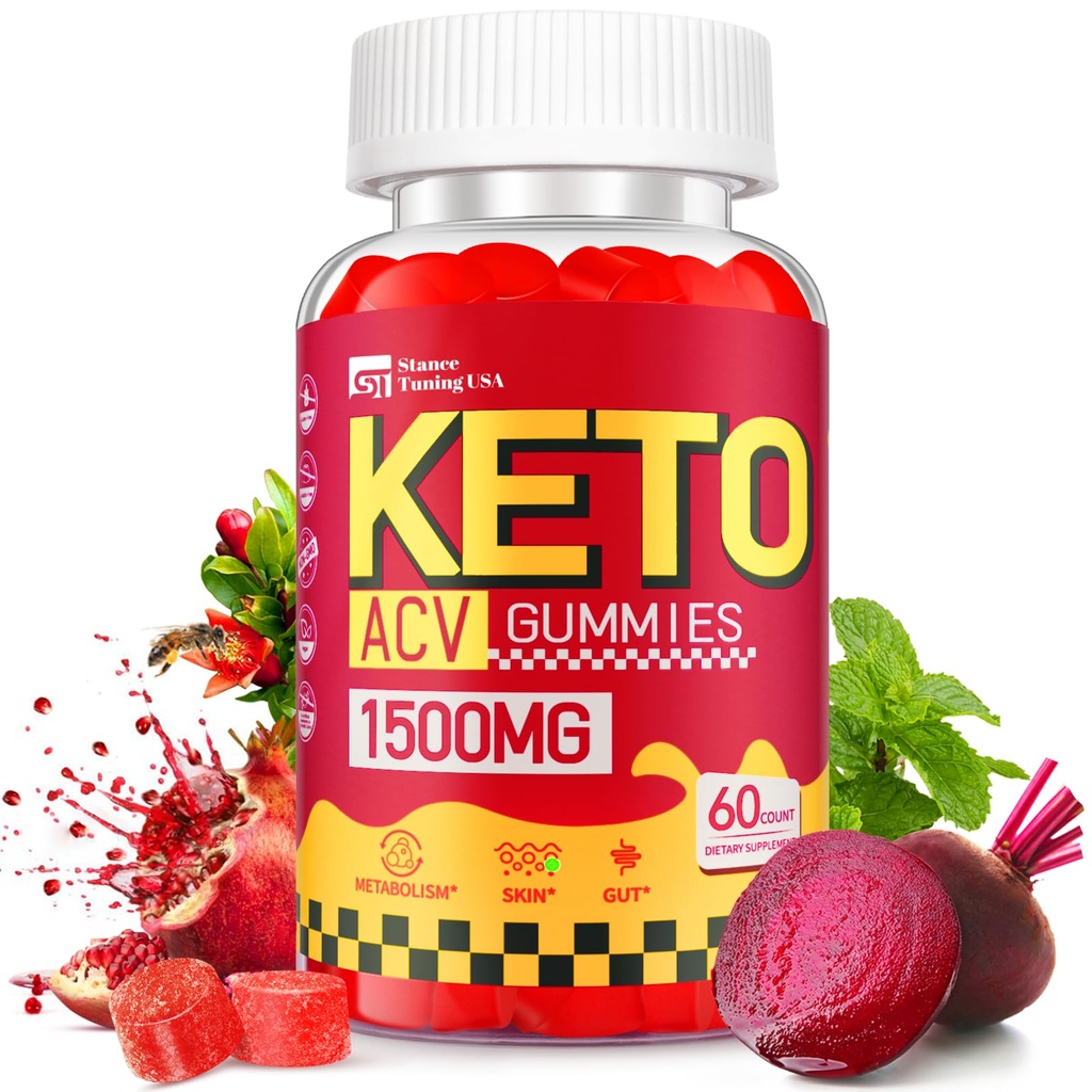 Keto ACV Gummies för viktminskning - Utsökt 1500MG Apple Cider Vinegar med Mother, Probiotika, Vitaminer B6 & B12 - Sugar Free, Vegan & Non-GMO - Stöder Gut Health, Metabolism & Fat Burn för kvinnor