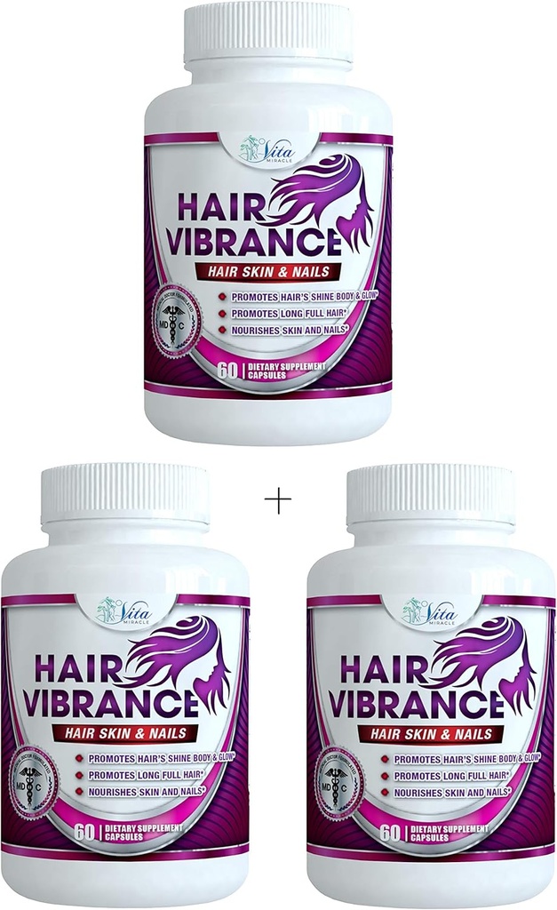 Vibranssi hiukset iho ja kynnet Vitamiinit - Doctor Formulated 15000mcg Biotin hiusten kasvua ja 23 hiusten kasvu vitamiineja pitkä kiiltävä Full Terveempi iho kynnet ja lashes (3 Pack)