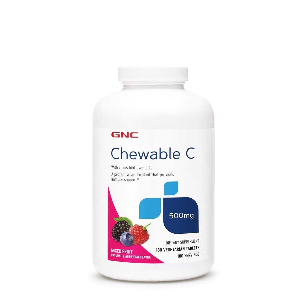 GNC Vitamin C 500mg, ger immunstöd, blandad frukt, 180 portioner