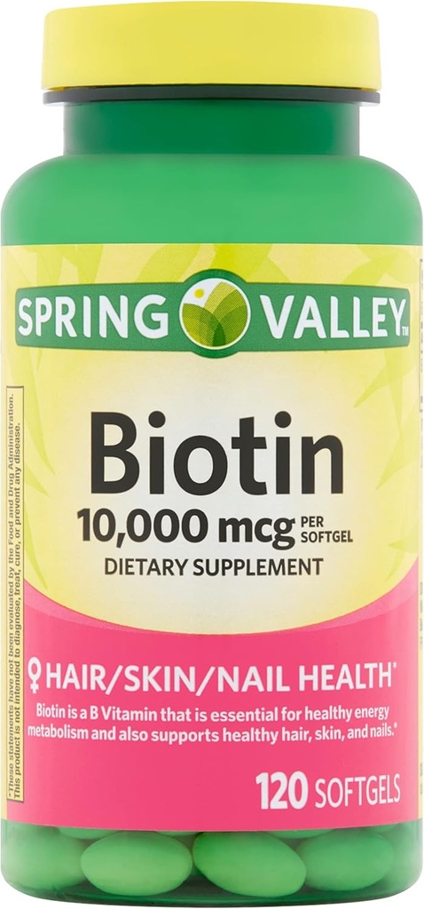Spring Valley Biotin ravintolisä, 10 000 mg, 120 Softgels