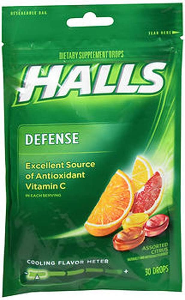 Halls puolustus C-vitamiinin assorted Citrus täydentää Drops - 30 tippaa