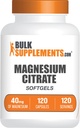 BulkSupplements.com Magnesium Sitraatti Softgels - Magnesium Supplement, Magnesiumsitraatti Supplement - Gluteeniton, 1 Softgel per Serving (40 mg magnesiumia), 120 Count (Pakkaus 1)