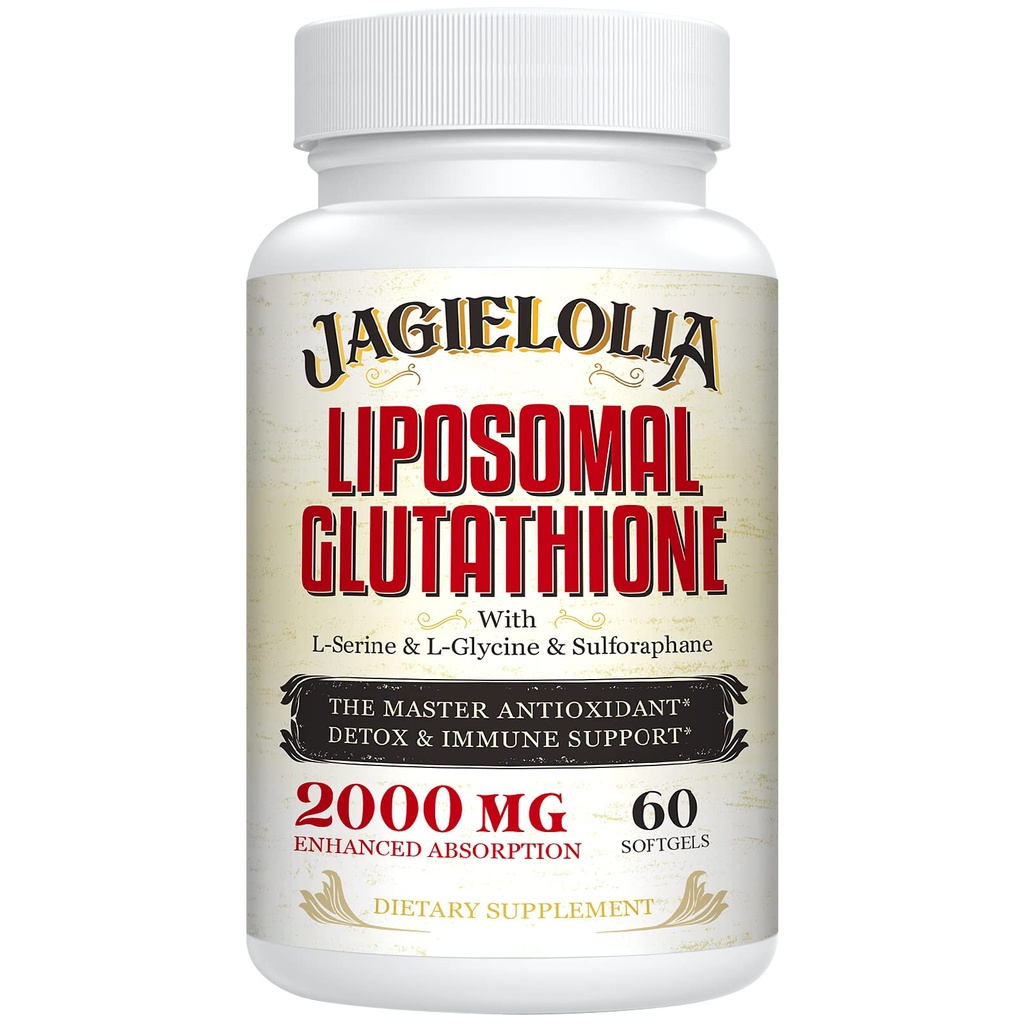 Liposomal Glutathione 2000 mg med L-Serine, L-Glycine & Sulforaphane - Aktiv L-Glutathione Unik formulering för att förbättra Absorption - Master Antioxidant, Avgiftning & Immune | 60 Softgels