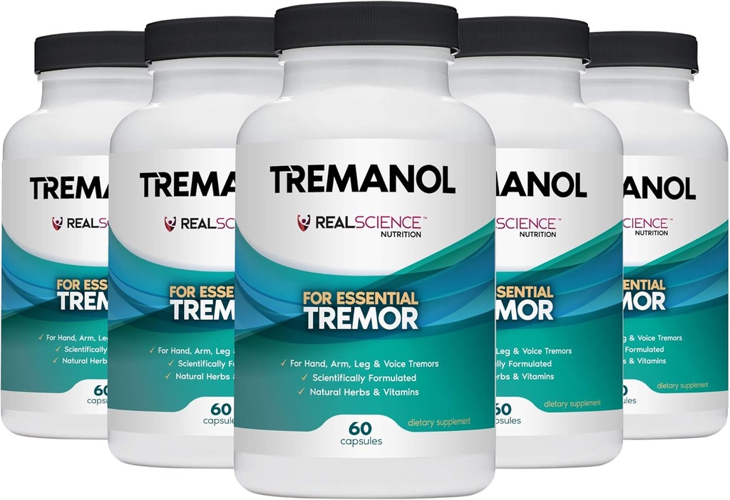 Tremanol - Pack of 5 - Natural Aid for Essential Tremor - ger lättnad för Shaky Hands, Arm, Leg och Voice Tremors