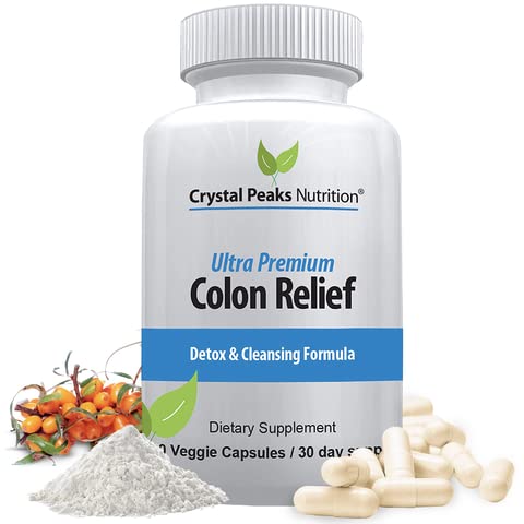 Natural Colon Cleanser kapslar för förstoppningshjälp och Gut Cleanse Detox - Cascara Sagrada, Psyllium Husk & Bentonite (60 kapslar)